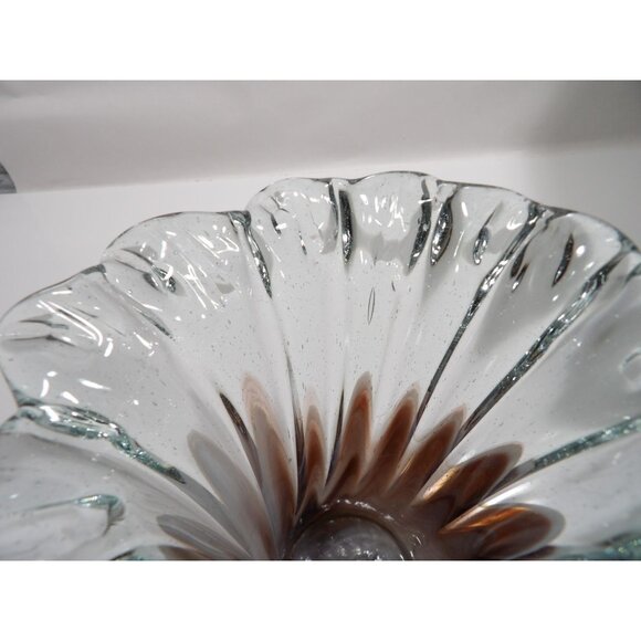 Vintage Hand Blown Art Glass Vase Purple Fused Clear Decorative Display - Picture 13 of 13